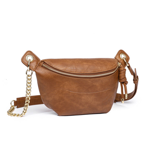 Fanny Pack Leather Ladies Bag With Wide Strap Chest Bag