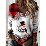 Women's Sweatshirt Streetwear Graphic Christmas V Neck Long Sleeve