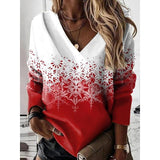 Women's Sweatshirt Streetwear Graphic Christmas V Neck Long Sleeve