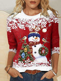 Christmas Women's Snowman Snowflake Long Sleeve