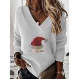 Women's Sweatshirt Streetwear Graphic Christmas V Neck Long Sleeve