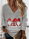 Women's Sweatshirt Streetwear Graphic Christmas V Neck Long Sleeve