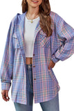 Women's Casual Hoodie Plaid Shirt