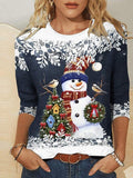 Christmas Women's Snowman Snowflake Long Sleeve