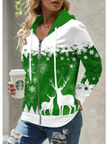 Women's Zip Hoodie Sweatshirt Christmas Sweatshirt  Sportswear