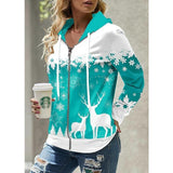 Women's Zip Hoodie Sweatshirt Christmas Sweatshirt  Sportswear