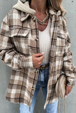 Women's Hooded Loose Plaid Button-down Shirt Jacket