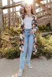 Women's Long Knitted Jacket with Western Elements