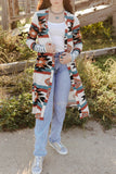 Women's Long Knitted Jacket with Western Elements