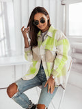 Colorful Plaid Shirt and Woolen Jacket