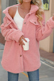 Pink Button Up Fluffy Fleece Winter Outfits Coat