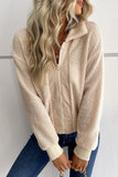 Turndown Collar Zipper Fleece Short Jacket Coat