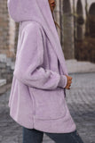 Lilac Oversize Open Hooded Fleece Coat