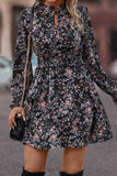 Floral Print Elastic Waist Ruffle Mini Dress