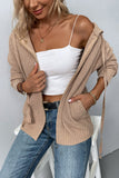 Plain Front Open Zipper Hooded Sweater Cardigans