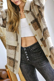 Plaid Open Button Pockets Sherpa Winter Oufits Jackets